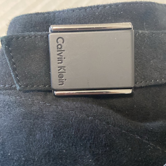 Calvin Klein size 7 black suede booties heels with open toes $100 - Picture 3 of 14